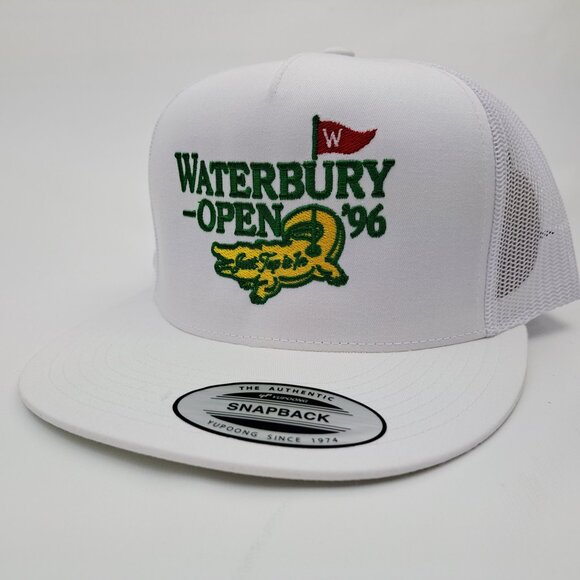 Waterbury 96' All White Flat Bill Yupoong Snapback Hat Cap - Picture 1 of 4
